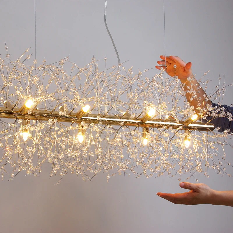 

Modern Luxury Gold iron chain fringed Pendant Lamp Luxury Stair crystal Pendant Hanging Light for Home Hotel Decoration