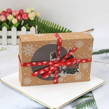 

24 Pcs Christmas Cookie Boxes Gift Boxes Cupcake Boxes with Clear Window Paper Xmas DIY Gift Cake Boxes Decorative Treat YU-Home