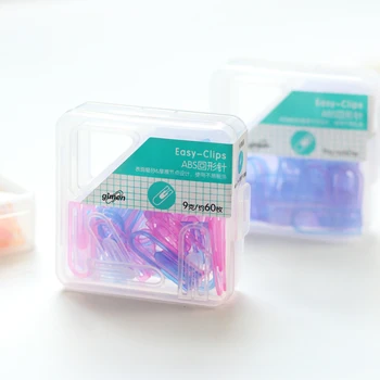 

60pcs Transparent Color Paper Clips Set ABS Plastic Page Clip for File Index Book marker Novelty Office School Supplies F480