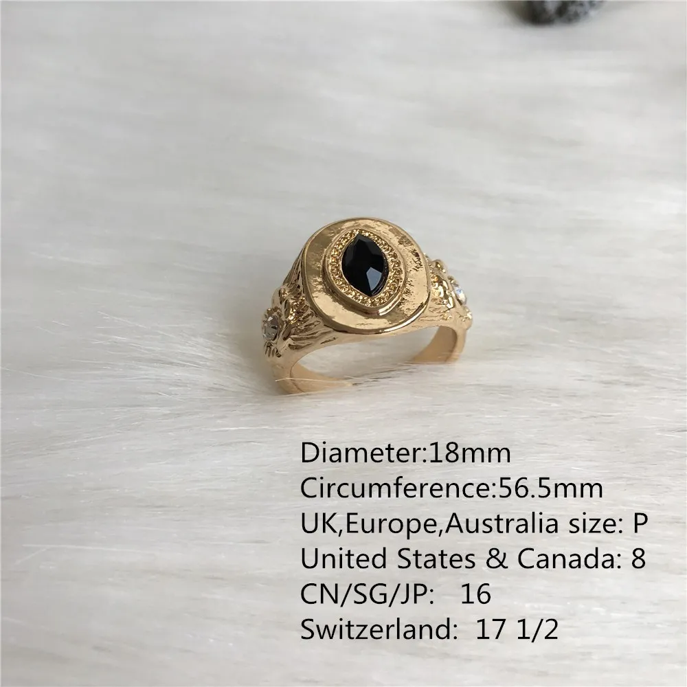 R21009-18MM Модные ювелирные изделия Золотое покрытие монета лицо выгравировано квадратное кольцо для женщин девушек - Цвет основного камня: R21009-18MM