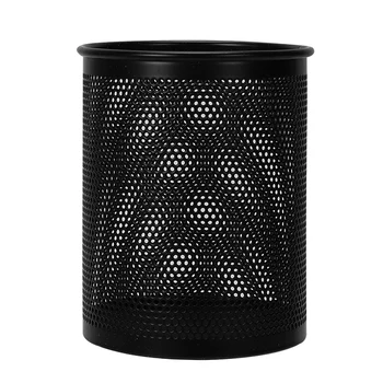 

8 cm Diameter Cylinder Shaped Mesh Design Metal Pen Ruler Pen Covers, Black