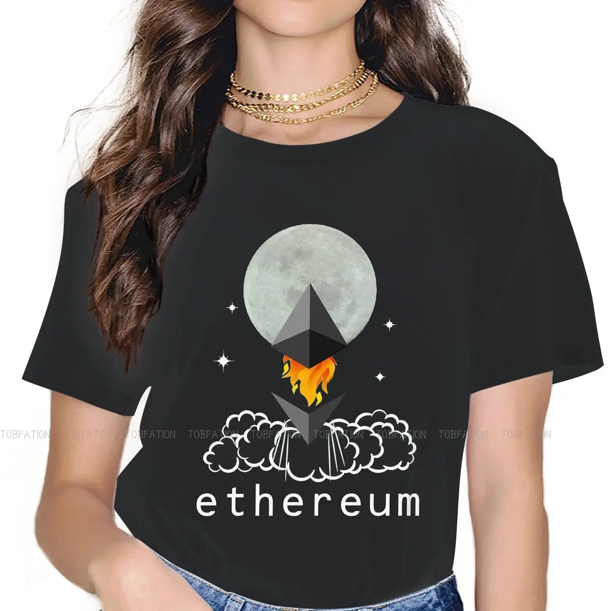 

Ethereum To The Moon Cute Girls Women T-Shirt Crypto Cryptocurrency Blusas Harajuku Casual Short Sleeve Vintage Oversized Tops