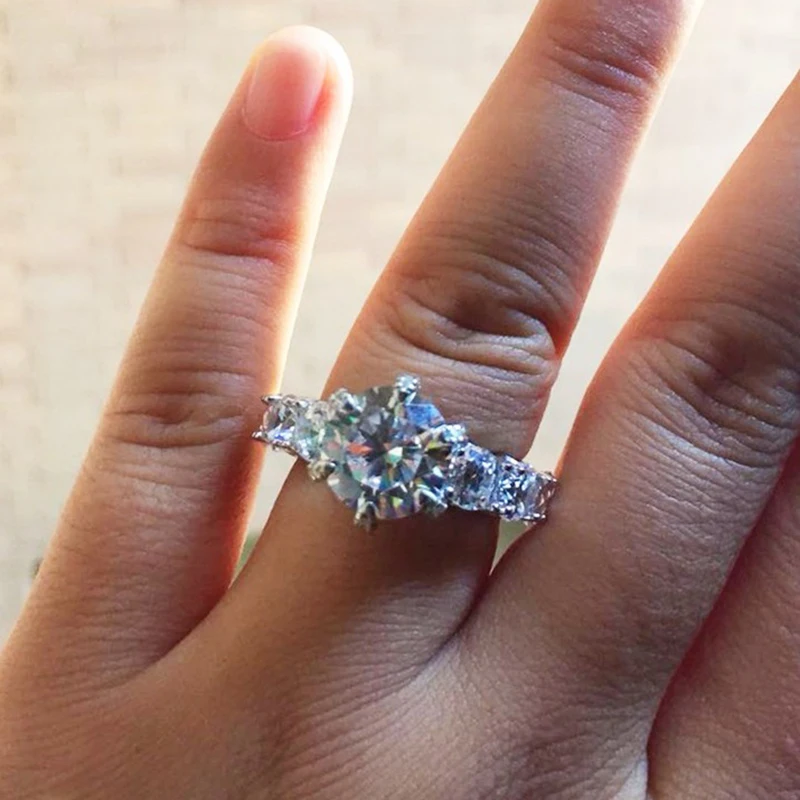 Роскошные 925 пробы серебряные кольца когти дракона для женщин CZ живопись полный 3ct имитация алмаза обручальное кольцо ювелирные изделия