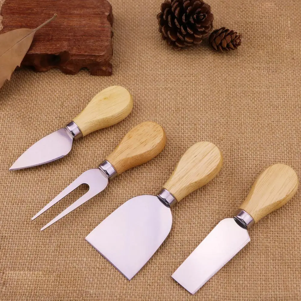 

4pcs/set wood Handle sets Bard Set Oak bamboo Cheese Cutter Knife slicer Kit Kitchen cheedse cutter Useful Cooking Tools