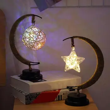 

Creative LED Star Moon Night Light Glass Apple Rattan Ball Lamp Christmas 2m 20LED Copper Wire Lamp Handmade Hemp Rope Iron Lamp