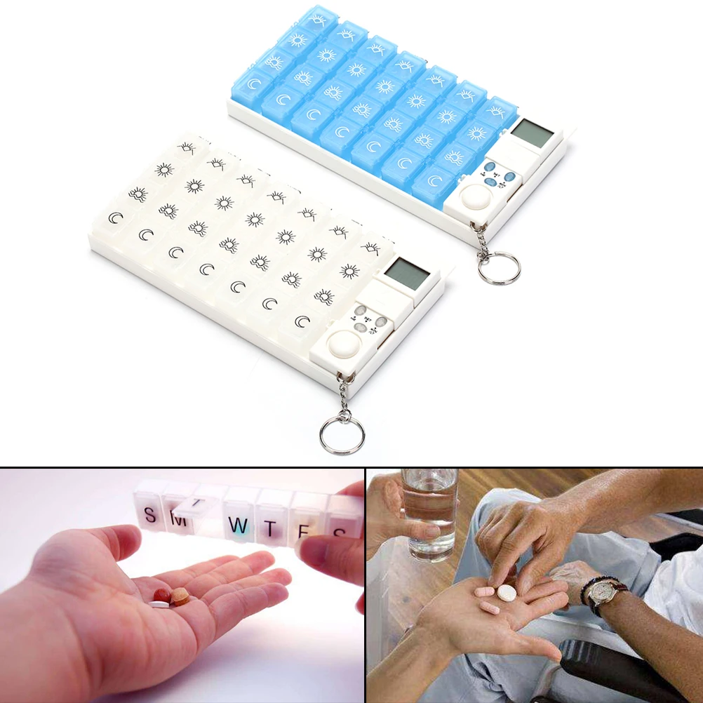 Hot Sell 1pcs LCD Intelligent Pill Dispenser With Reminder Timer 28 Cell Weekly Medicine Box High quality and inexpensive
