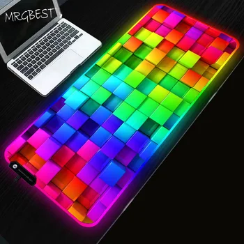 

MRGBEST Color Wall Square Anime Game RGB Large Mouse Pad for Game Player Computer Mousepad LED Backlit USB Keyboard Table Mat Xl