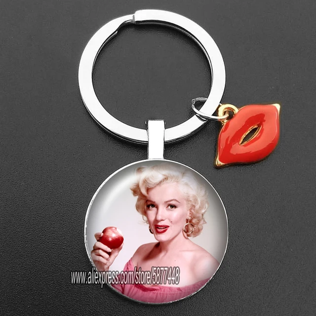 POUR YOURSELF A DRINK MARILYN MONROE RED LIPS FAUX LEATHER KEY RING KEYCHAIN
