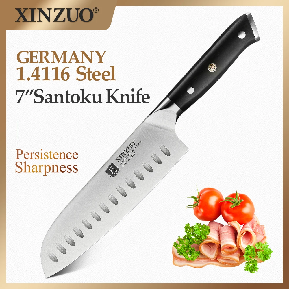 XINZUO 7 дюймовые кухонные ножи Santoku немецкие из нержавеющей стали 1 4116 для резки мяса