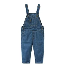 Лидер продаж, детские комбинезоны для мальчиков и девочек, длинные джинсы, повседневные штаны на подтяжках на весну