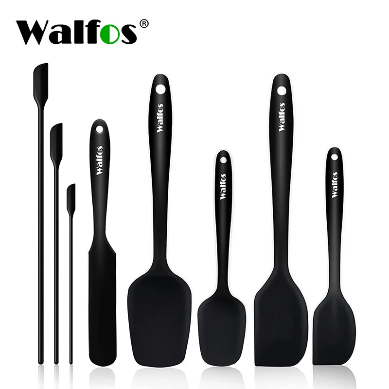 walfos espátula de silicone antiaderente cozinhar colher de creme de manteiga raspador longo lidar com espátulas de geléia conjunto de gadgets de cozinha resistente ao calor