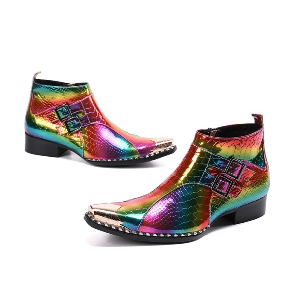 Plus Size 46 Chelsea Boots Men Patent Genuine Leather Business Pointed Toe Ankle British Style Short Boots Wedding Casual