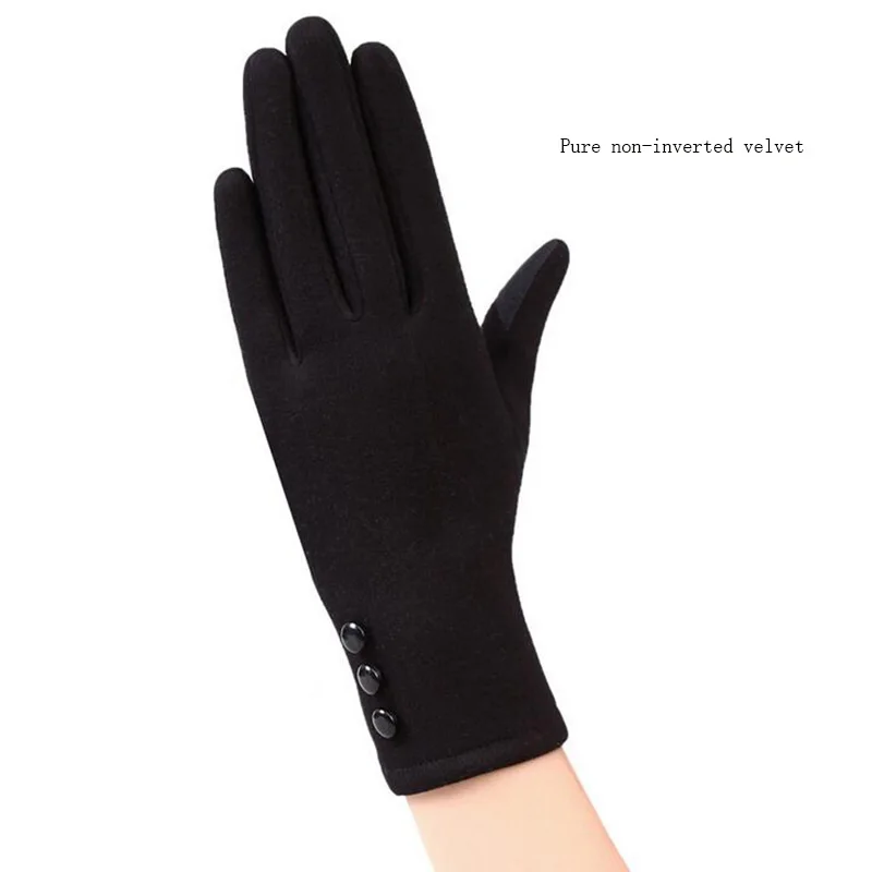 Модные элегантные женские перчатки с сенсорным экраном, зимние женские кружевные теплые кашемировые перчатки с бантом, перчатки на запястье, подарок 16A-F - Цвет: 19B Black