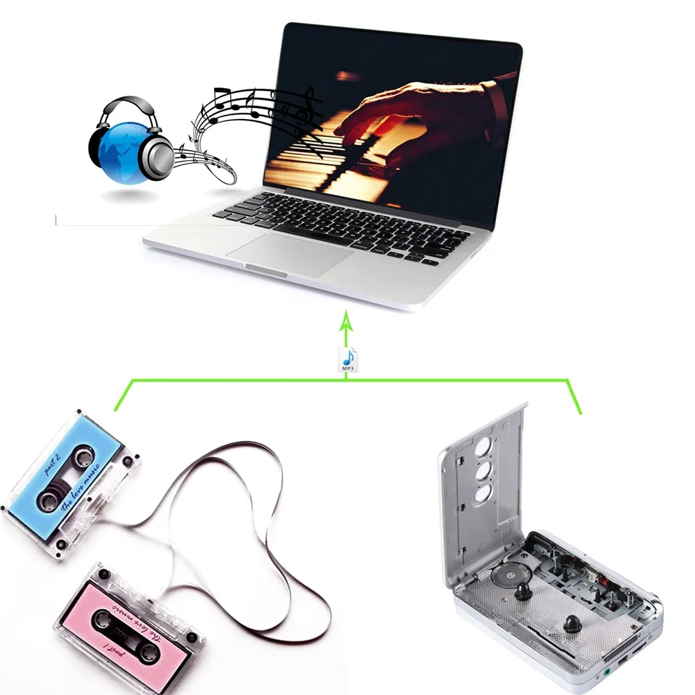 USB Кассетная лента MP3 конверсионный плеер Кассетная лента цифровой MP3 конвертер аудио выход Plug and Play портативный