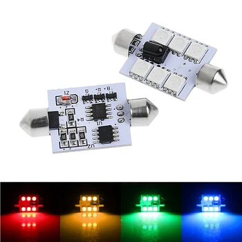

2 x 41mm 6SMD 16-Color RGB LED Festoon Dome Lamp Interior Light Remote Control G99F