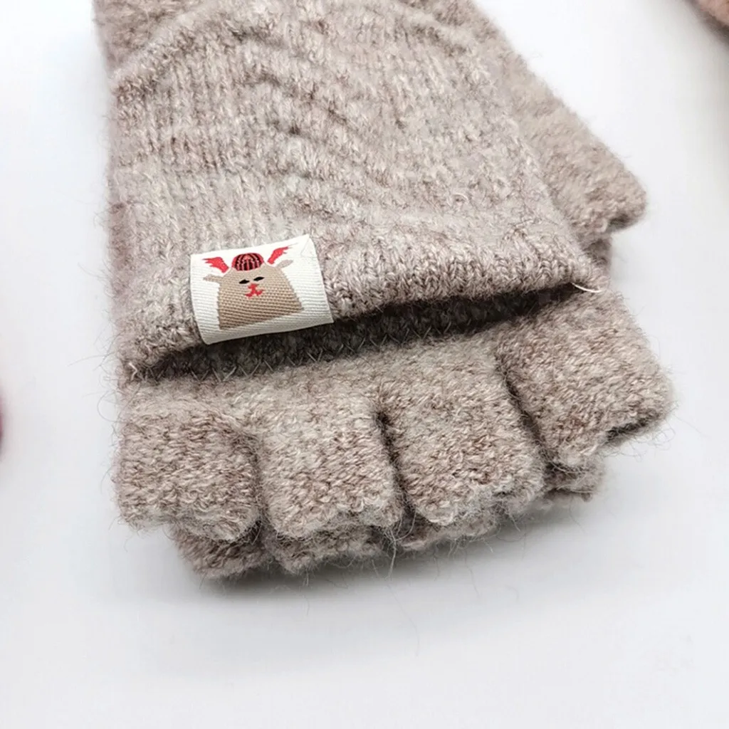 Дизайн, модные детские зимние теплые Вязаные Варежки Унисекс без пальцев, рождественский подарок