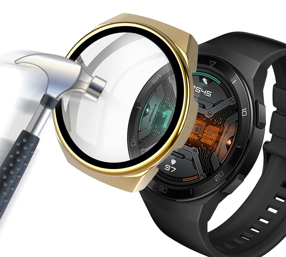 Case for Huawei Watch GT 2E GT2E GT2 GT 2 42mm 46mm Full Coverage Bumper Case Cover with Tempered Glass Screen Protector Case for Huawei Watch GT 2E GT2E GT2 GT 2 42mm 46mm Full Coverage Bumper Case Cover with Tempered Glass Screen Protector