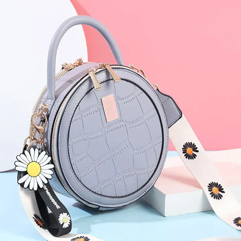 New Women's Bag Stone Pattern Small Round Bag Trend High Grade Free Freight Single Shoulder Bag Messenger Bag Handbag