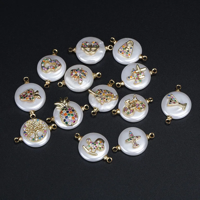 Duha cz paved odlišný typ drobný půvab kolo perla korálek konektor lahůdka zlato objímka náramek pro ženy brithday svatební šperků