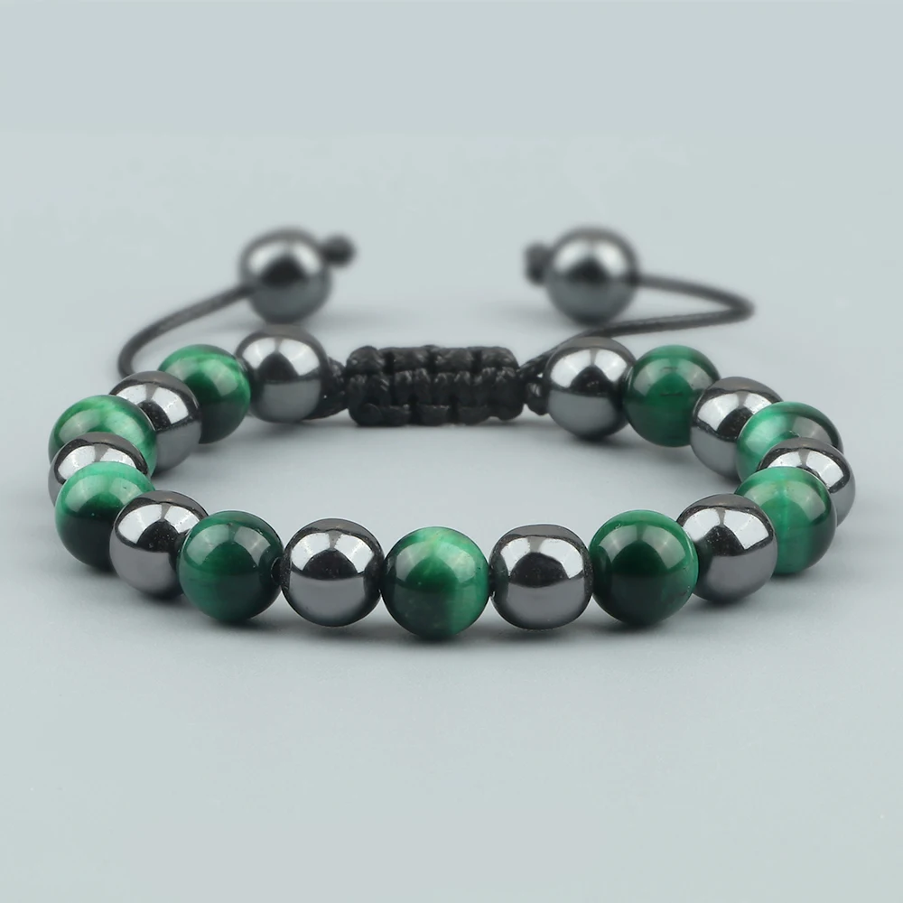 Мужские браслеты из Натурального Гематита без магнитных бусин тигровый глаз