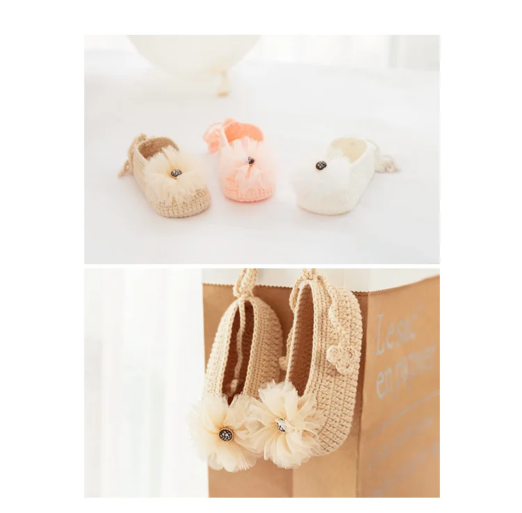 Korean Models Female Baby Princess Lace Soft-Sole before Step Sandals Handmade Pure Cotton Summer Babies' Toddler Shoes Lace Soc