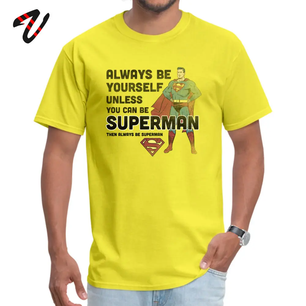Мужская Желтая футболка с коротким рукавом Always Be Superman семейная из 100% хлопка