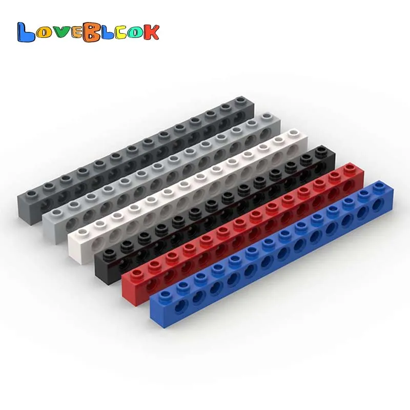

LoveBlock Technical Brick 1x14 with Hole Building Blocks Assembles MOC Parts DIY Toys Gift Creative 32018 For Kid 10pcs/LOT