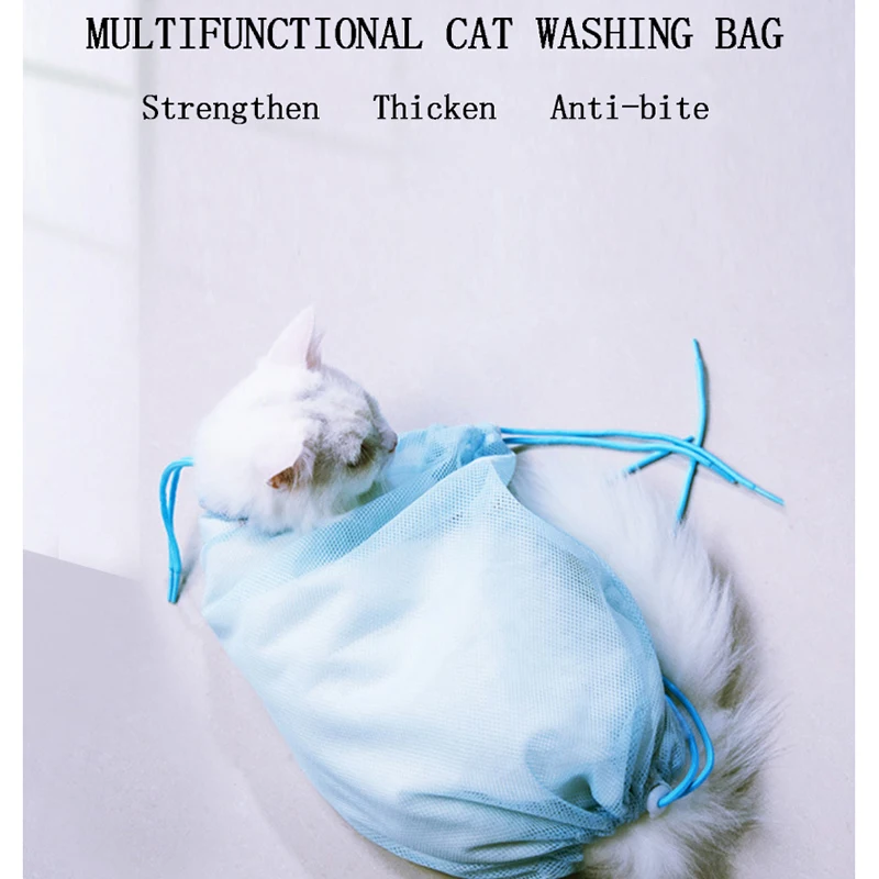 

Pet Cat Bath Mesh Bag Cats Grooming Washing Bags Multifunctional Adjustable No Scratch Bite Restraint Cat Supplies Pet Products