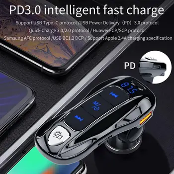 

Car Bluetooth BC55 PD3.0 Fast Charging Vehicle MP3 Player Car music FM Transmitter Starts With Any Key Car Electronics