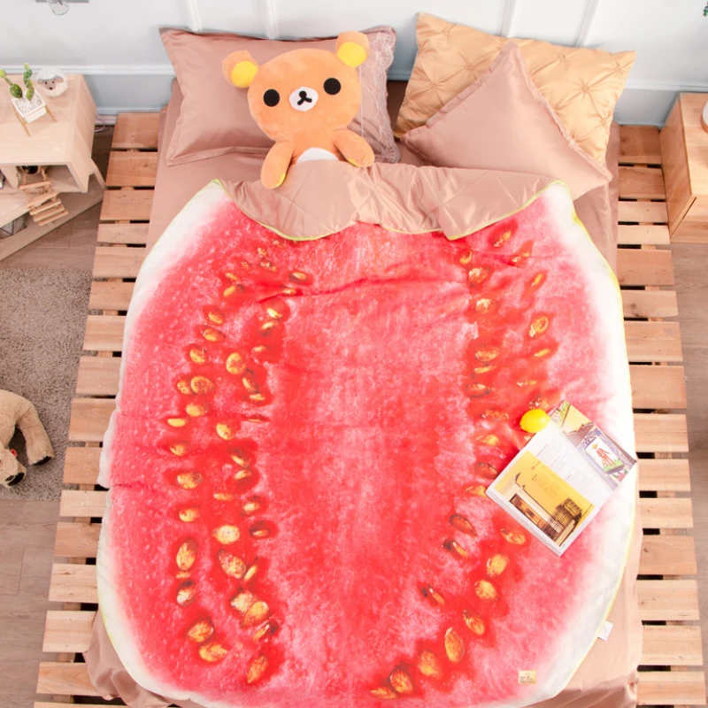 Watermelon blanket Креативное одеяло для еды для детей, Tencel материал, летнее дышащее одеяло для кровати - Цвет: Watermelon blanket