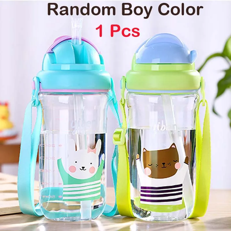 430ml Boy Color 380/430 мл креативные Мультяшные детские чашки для кормления с полосатые чашки герметичные бутылки для воды; отдых Портативные Детские чашки - Цвет: 430ml Boy Color