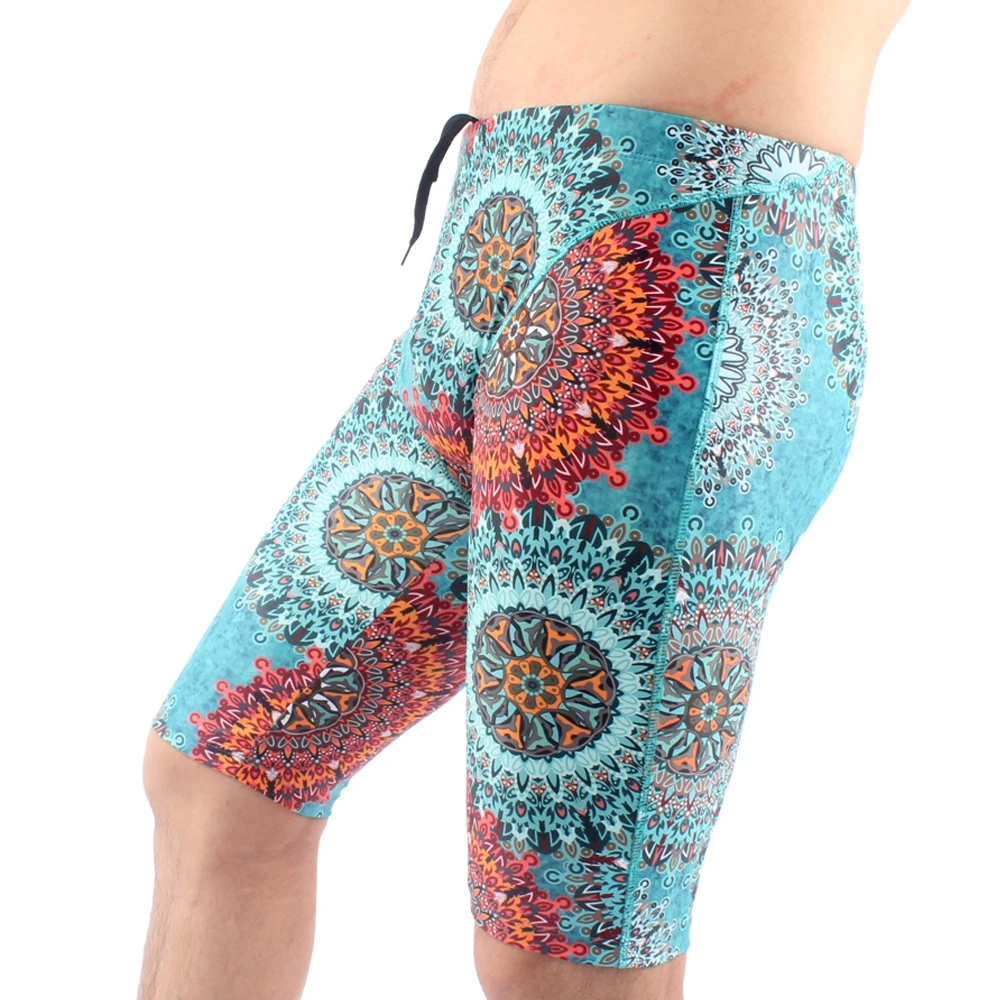 

Hot Sale Nylon Mens Swimming Trunks Amazing Print Knee Length Swim Pant Bathing Suits Male Swimsuit Man Beach Swim Jammer 02#