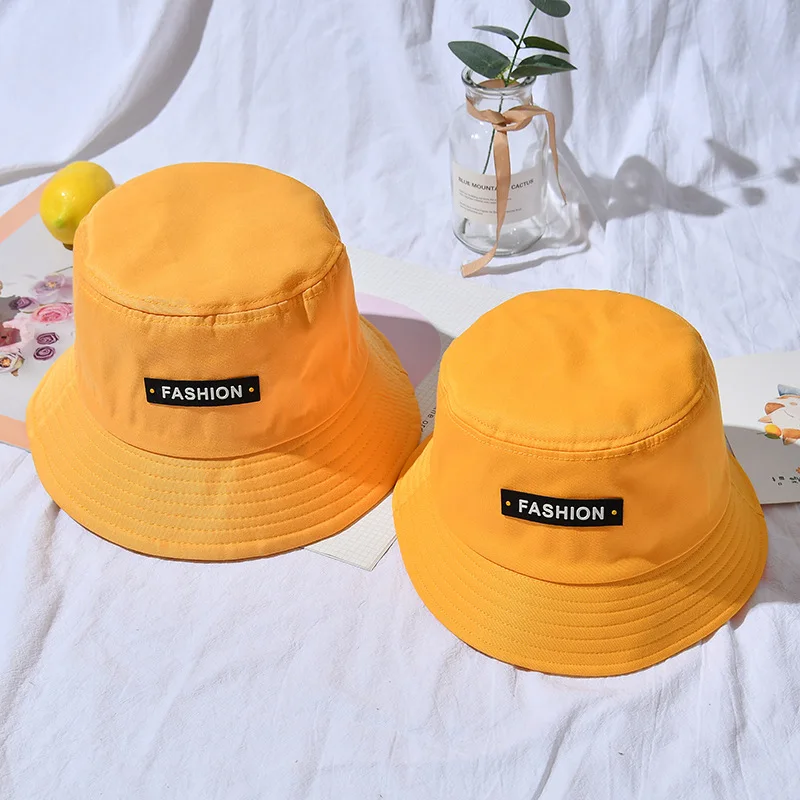 Летняя Солнцезащитная Шляпа Унисекс Spasil с широкими полями, с буквенным принтом, с защитой от ультрафиолета, для родителей и детей, 1 предмет - Цвет: Yellow