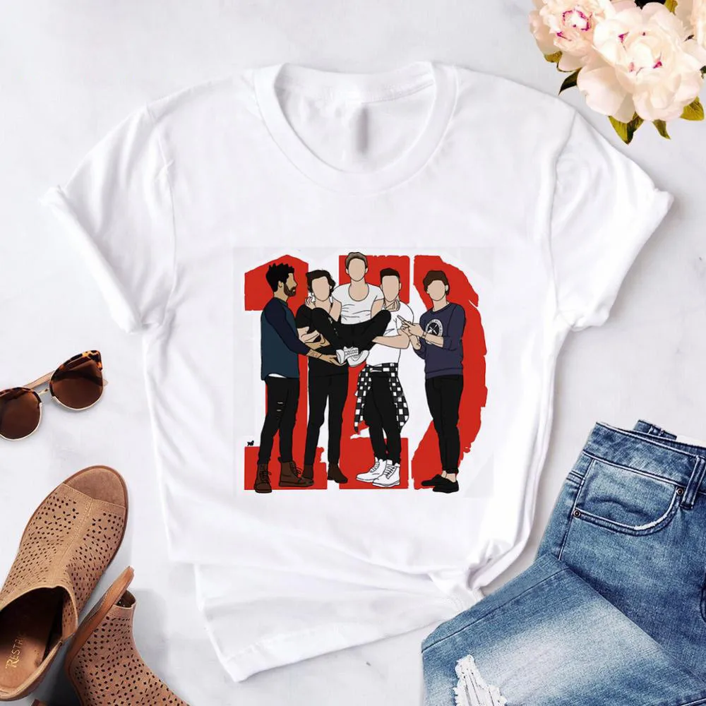 Camisetas de moda para mujer, Camisetas estampadas de una dirección Harajuku, camisetas para mujer, camiseta de estética 1D