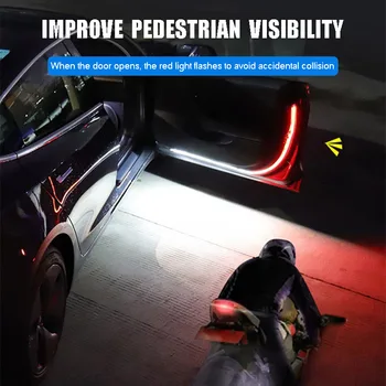 

2Pcs Car Door Opening Warning LED Lights Strips Anti Rear-end Collision Safety Welcome Decor Lamp Universal Auto Light