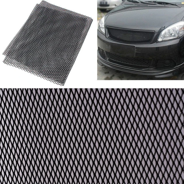 Car Grill Mesh Sheet Black Painted Aluminum Alloy Grille Mesh Roll  Automotive Grille Insert Bumper Rhombic Hole Black