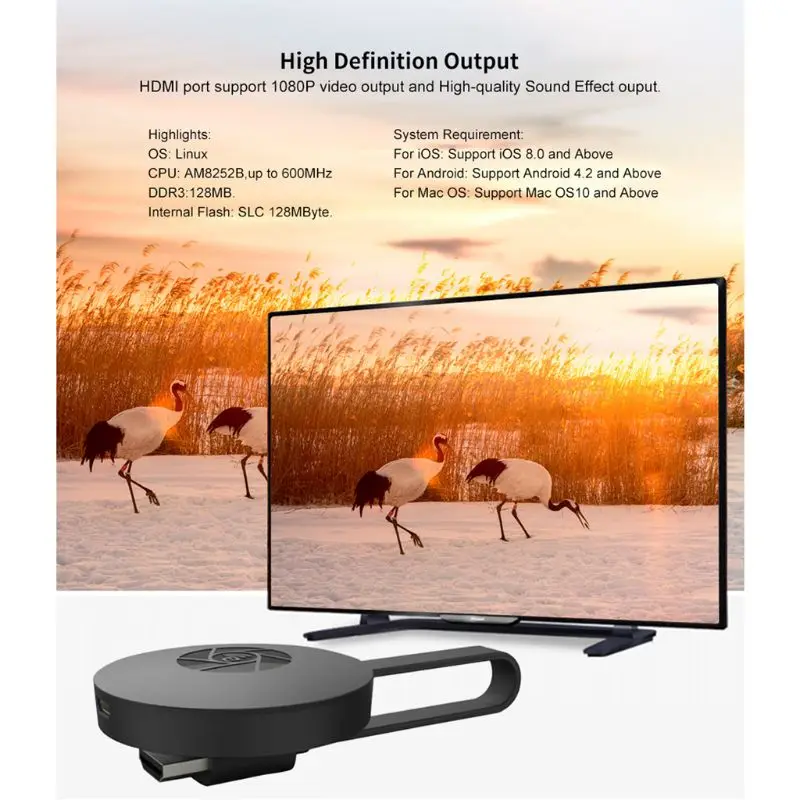 Mirascreen Цифровой HDMI медиа видео стример AnyCast зеркало ТВ палка Wifi ключ