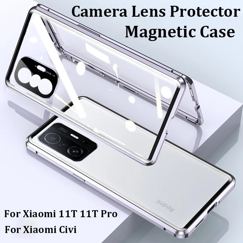 360 полностью Магнитный чехол для Xiaomi 11T Pro 12 Civi 11 Lite MIX 4 алюминиевый металлический