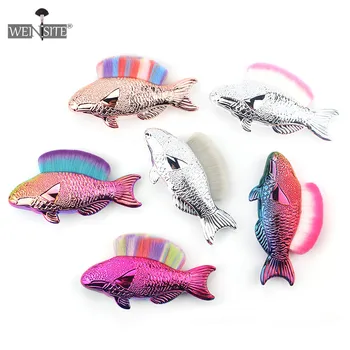 

1Pc Professional Mermaid Shape Makeup Brush No Trace Brush Foundation Cosmetic Fish Brush Makeup Tools Powder Face Blush Brush