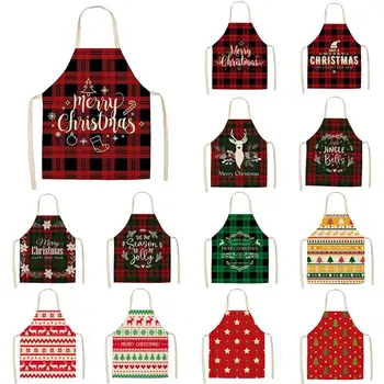 

PATIMATE Plaid Christmas Apron Merry Christmas Decorations For Home Cristmas Kitchen Ornament Xmas Navidad Gifts New Year 2021
