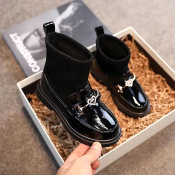 

New Autumn Winter children casual shoes girls Martin short boots leather canvas shoes kids Fashion Ankle baby shoes child shoes