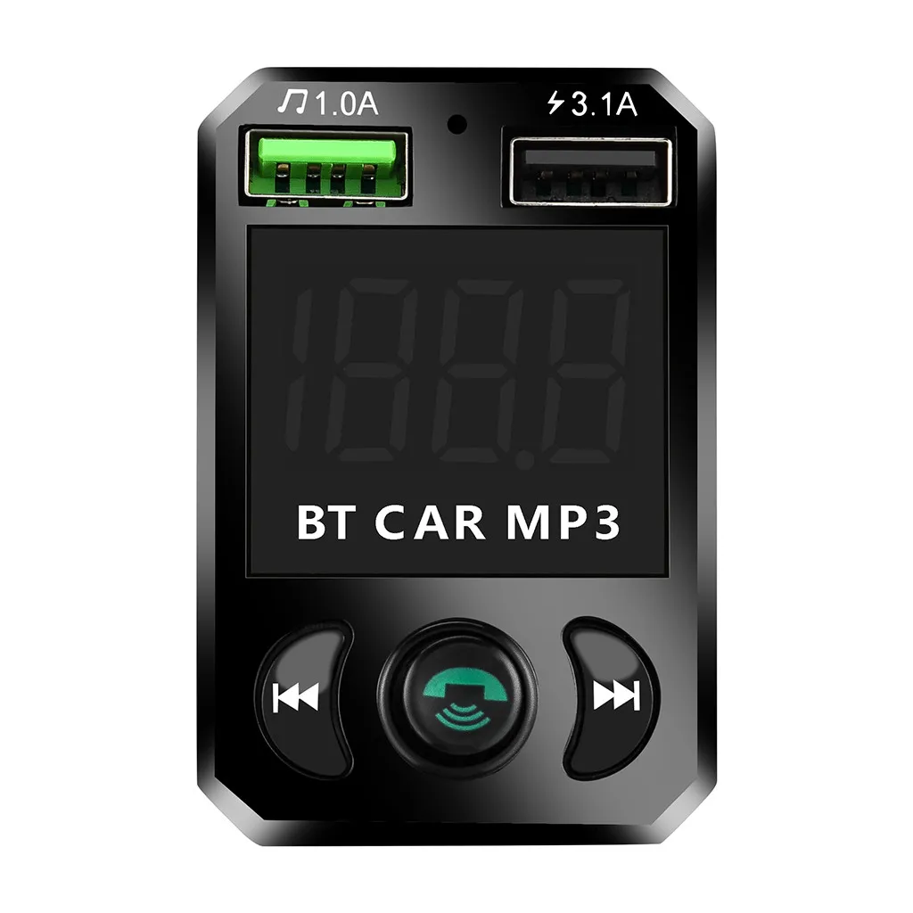 QC 3,0 двойной зарядное устройство USB с fm-передатчиком Bluetooth телефон зарядное устройство в автомобиле для IPhone Xiaomi HUAWEI