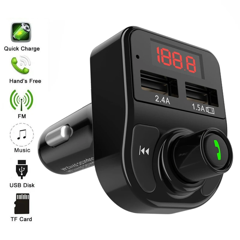 MP3-плеер Автомобильное зарядное устройство для автомобиля Bluetooth 5,0, беспроводной fm-передатчик, с двойным USB, 3.1A умный быстрый заряд, поддержка USB и TF C