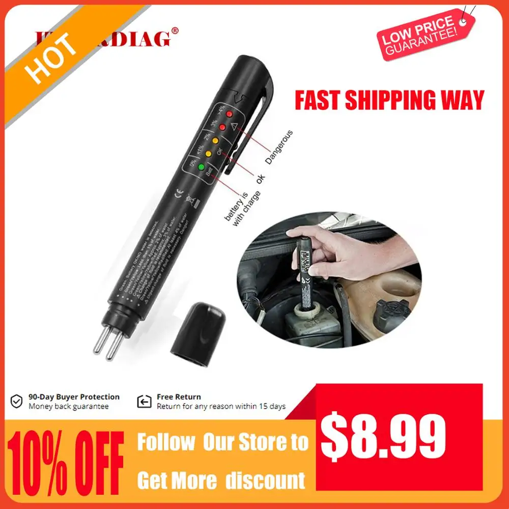 

Brake Fluid Tester 5 LED Car Vehicle Automotive Testing Tool Battery Test Indicator Pen Car Vehicle Diagnostic Tools Detector