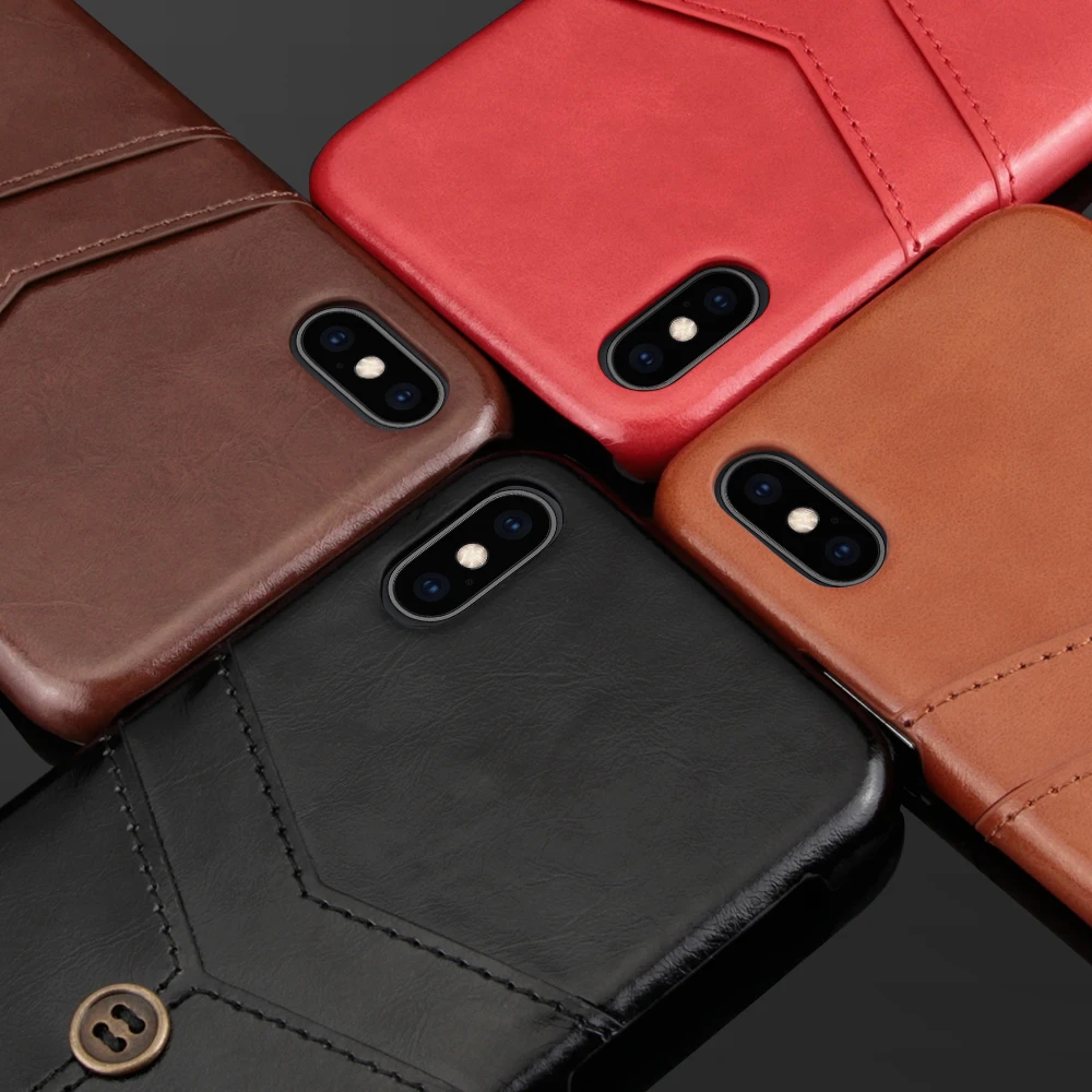 

2019 Wholesale New 2 Card Holder Cheap Promotion Leather Cover For iPhone X XR XS Max Business Back Phone Case