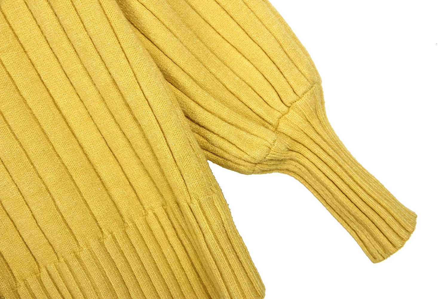 Autumn Winter Yellow Sweater Off Women Turtleneck Thick Lantern Sleeve Pull Oversize Femme Pullover Casual Solid Sweaters