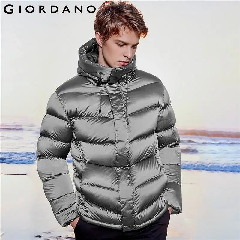 Giordano Men Down Coat Hooded 90% White Goose Down Jacket Men Teflon ...