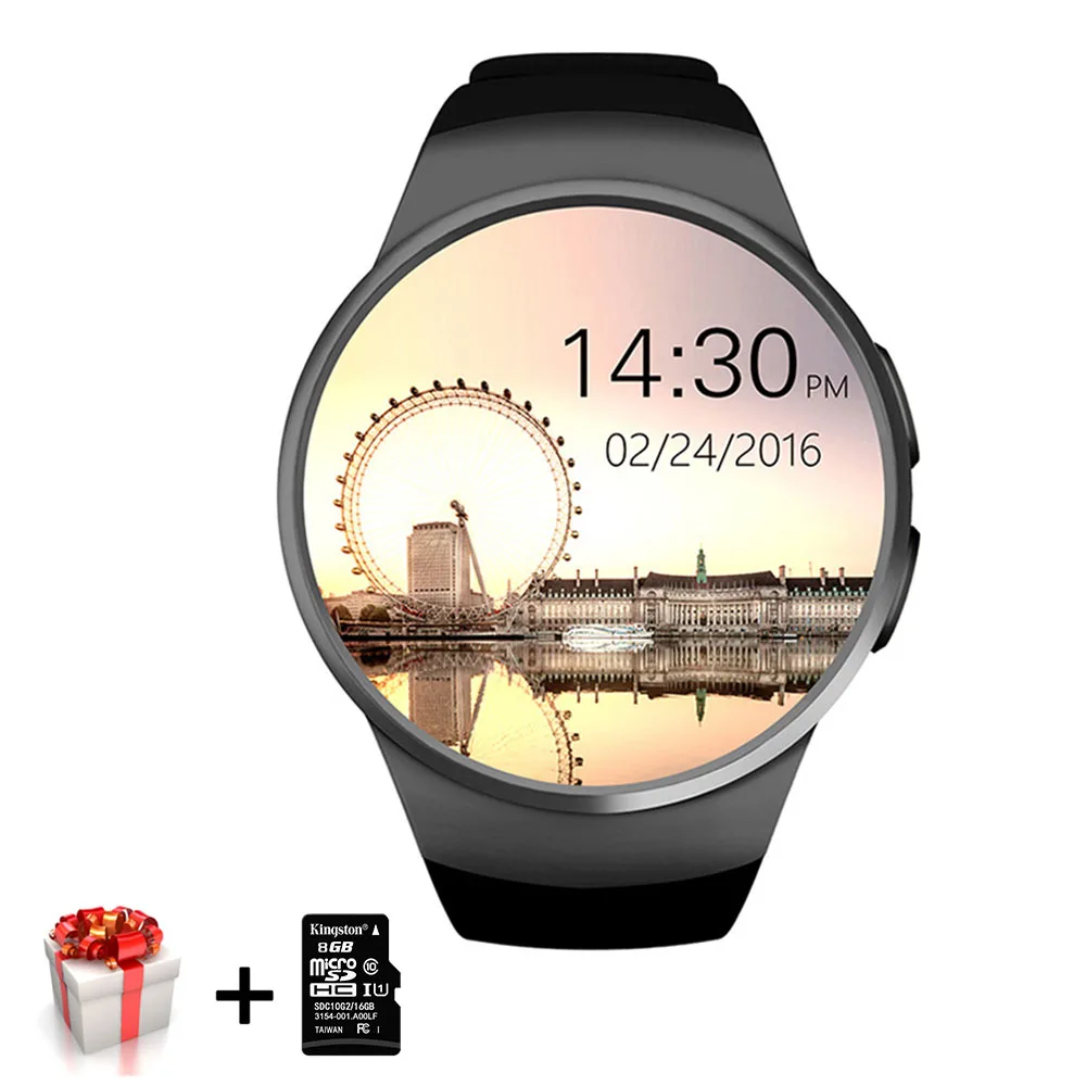 Kaimorui KW18 Смарт-часы SIM карты часы для мужчин TF Bluetooth Smartwatch Шагомер фитнес-трекер для измерения сердечного ритма для Android IOS Телефон - Цвет: Black add Card
