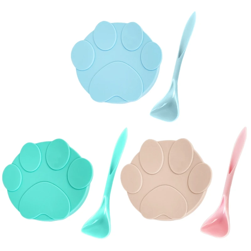New Pet Food Can Cover 2-in-1Food Sealer Spoon Dogs Cats Storage Tin Cap Lid Seal Supplies 2 Head Design Dog Feeders | Дом и сад