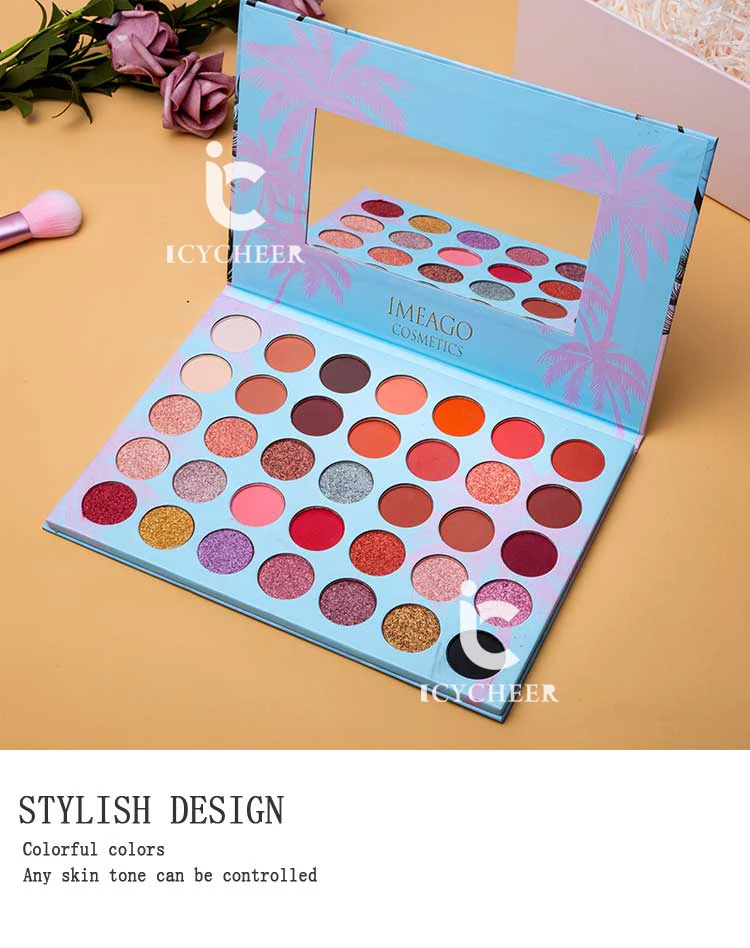 ICYCHEER 35 Color Shimmer Matte Eye shadow Pallete Silky Powder Long Lasting Pigments Pressed Glitter Eye Shadow Palette Makeup